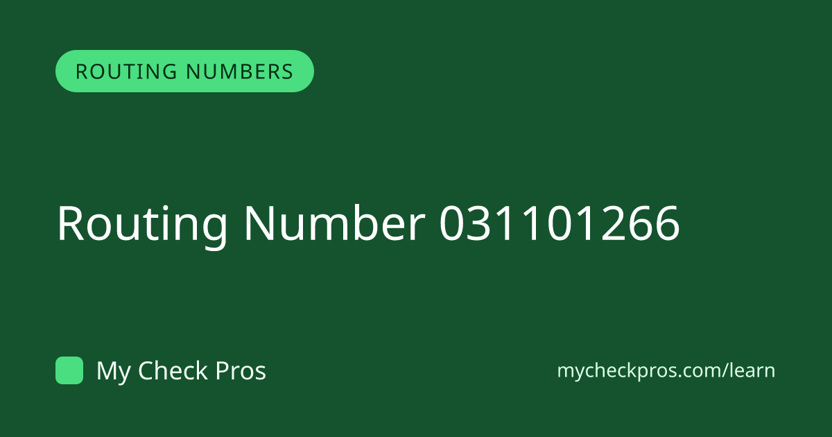 Routing Number 031101266 — TD Bank | My Check Pros