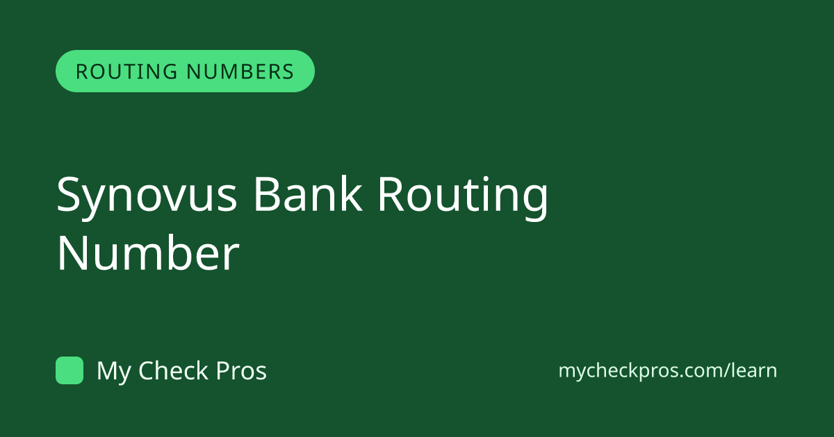 Synovus Bank Routing Number (2026) — 061100606 | My Check Pros